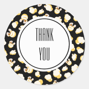 Adesivo Redondo Padrão de pipoca branca e preta personalizado