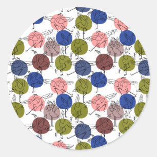 Adesivo Redondo Padrão de poses de ioga   Padrão sem costura de io