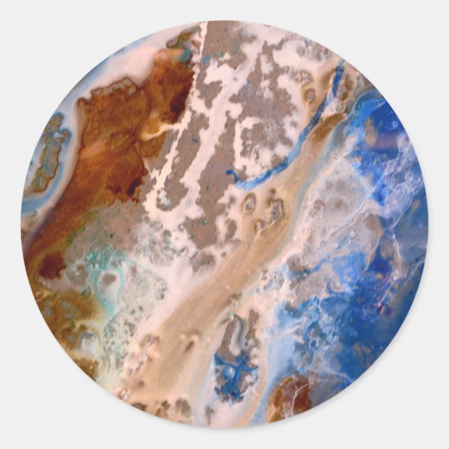 Adesivo Redondo padrão de praia abstrato sandy padrão de água (Frente)