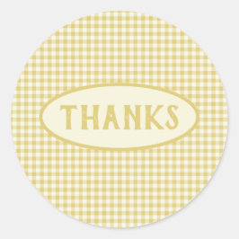Adesivo Redondo Padrão de Quadro de Verificação Amarelo Vintage Pe