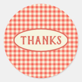 Adesivo Redondo Padrão de Quadro de Verificação Vermelho da Trendy