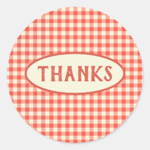 Adesivo Redondo Padrão de Quadro de Verificação Vermelho da Trendy