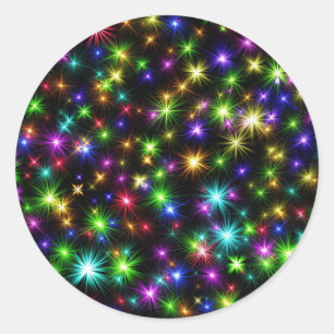Adesivo Redondo Padrão de Raios de Estrela de Natal Multicoloridos