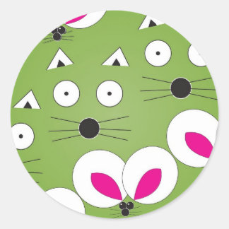 Adesivo Redondo Padrão de Rato de Gato Verde
