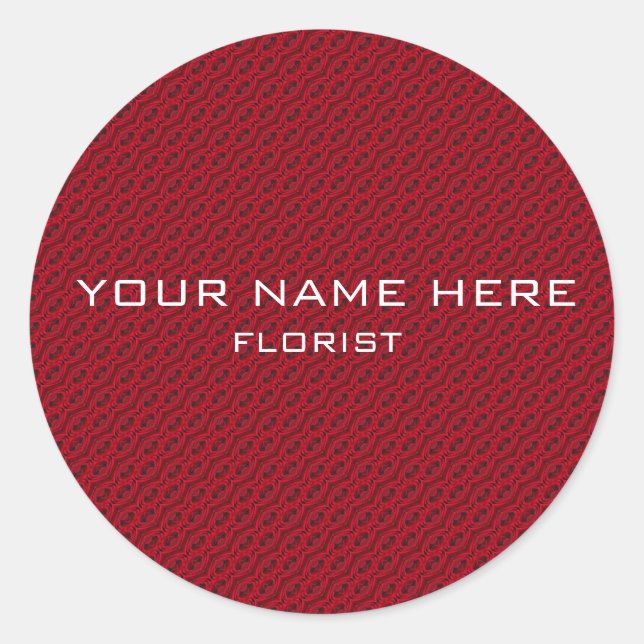 Adesivo Redondo padrão de rosas vermelhas (Frente)