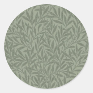 Adesivo Redondo Padrão de Salgueiro William Morris Antigo Verde Sa