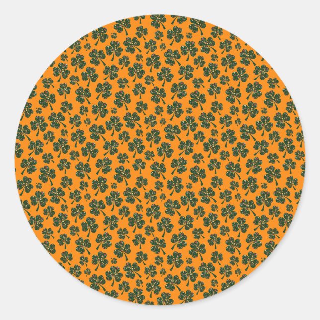 Adesivo Redondo Padrão de Shamrock (Frente)