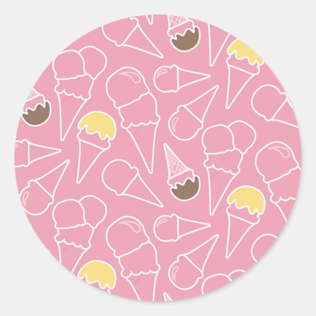 Adesivo Redondo Padrão de Sorvete de Verão (Frente)