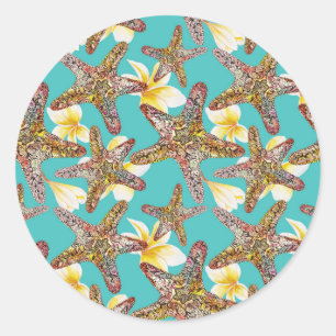 Adesivo Redondo Padrão de Starfish Fancioso