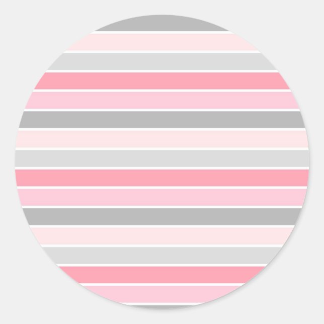 Adesivo Redondo Padrão de Stripe Rosa Na moda moderno (Frente)