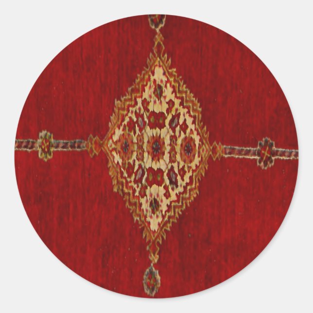 Adesivo Redondo Padrão de tapetes persa (Frente)