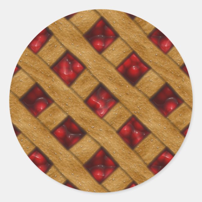 Adesivo Redondo Padrão de tarte de cereja vermelha para padeiros (Frente)