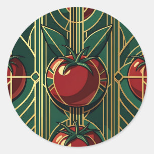 Adesivo Redondo Padrão de Tomate Art Déco