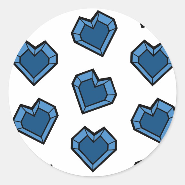 Adesivo Redondo Padrão de trava cardíaca azul-gemstone Marinho esc (Frente)