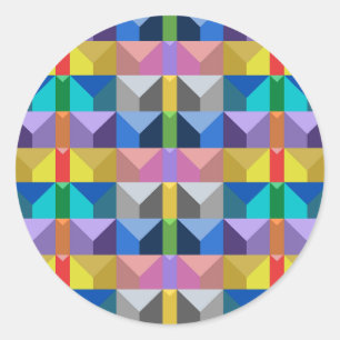 Adesivo Redondo Padrão de triângulo abstrato 3D multicolorido