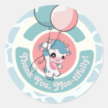 Padrão de Vaca Azul Verde Obrigado Paleta Redonda