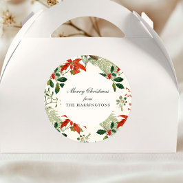 Adesivo Redondo Padrão de Verdura de Natal Vintage
