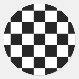 Adesivo Redondo Padrão de Verificação Preto e Branco