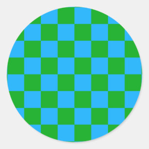 Adesivo Redondo Padrão de Verificação Verde Azul