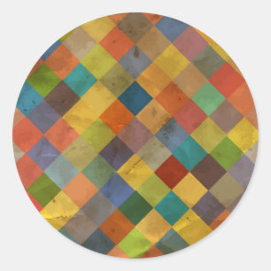 Adesivo Redondo Padrão de vindima. Geométrica.