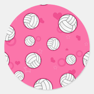 Adesivo Redondo Padrão de Voleibol Cuto Rosa