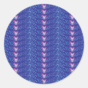 Adesivo Redondo Padrão de wallpaper de Violetas Florais Roxo Vint