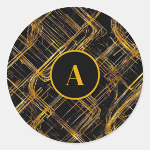 Adesivo Redondo Padrão Decorativo de Linha de Abstrato de Elegante