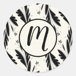 Adesivo Redondo Padrão Decorativo de Vinhas Negras