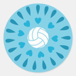 Adesivo Redondo Padrão do caleidoscópio de Volleybolas Azuis