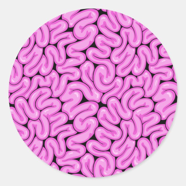 Adesivo Redondo Padrão do Cérebro Zombie (Frente)