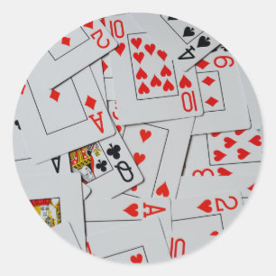 Adesivo Redondo Padrão Do Deck Of Scatter Playing Cards,