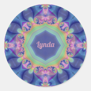 Adesivo Redondo Padrão do Kaleidoscópio Abstrato Pastel ~