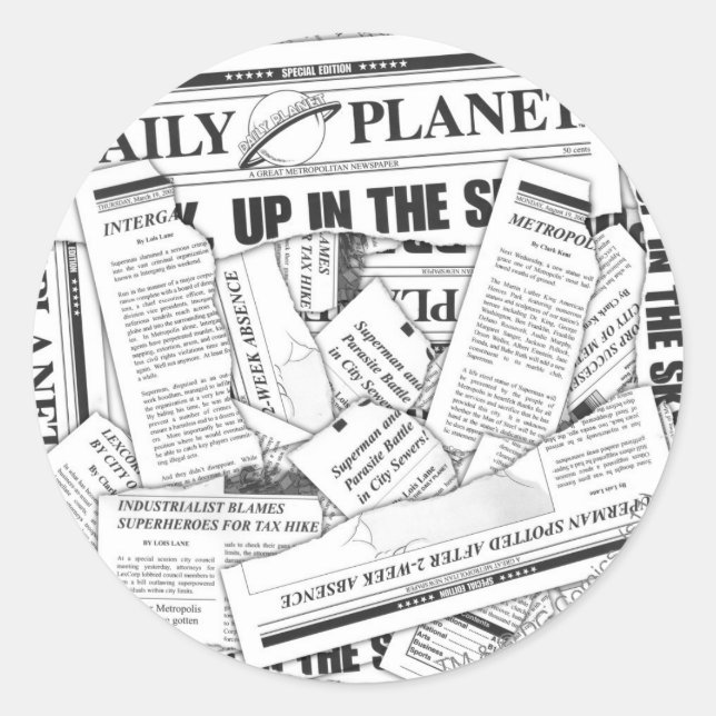 Adesivo Redondo Padrão do Planeta Diário - Branco (Frente)