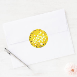 Adesivo Redondo Padrão Dourado de esfera de Disco