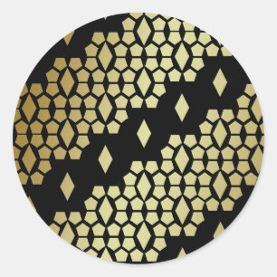 Adesivo Redondo Padrão Dourado e preto metálico