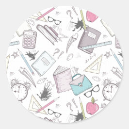 Adesivo Redondo Padrão Escolar de Professores de Trendy Bonitos