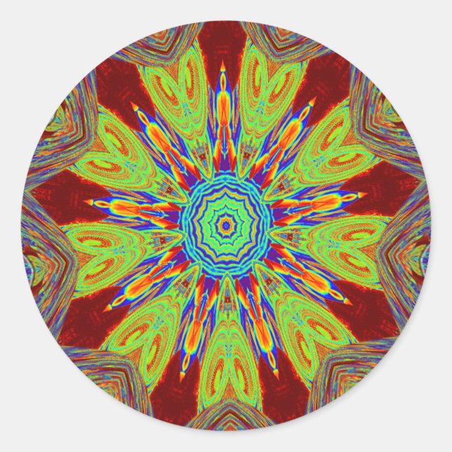 Adesivo Redondo Padrão étnico europeu da Ásia africana (Frente)