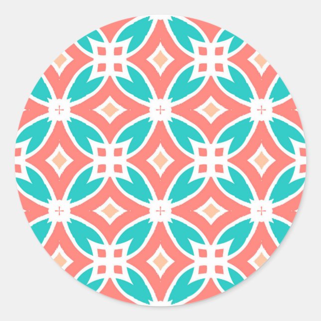 Adesivo Redondo Padrão étnico multicolorido (Frente)