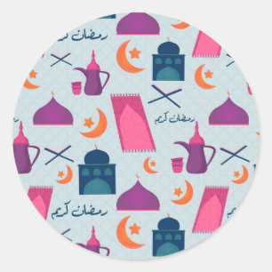 Adesivo Redondo Padrão Feliz Ramadan