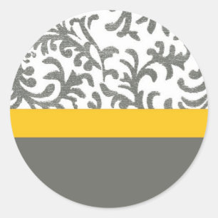 Adesivo Redondo Padrão Floral Amarelo e Cinza