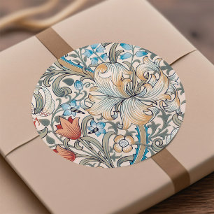 Adesivo Redondo Padrão Floral Art Nouveau Lírio de William Morris