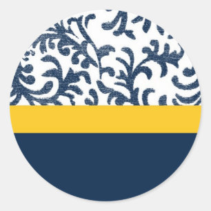 Adesivo Redondo Padrão Floral Azul e Amarelo