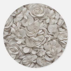 Adesivo Redondo Padrão Floral Branco da Gardenia Elegante