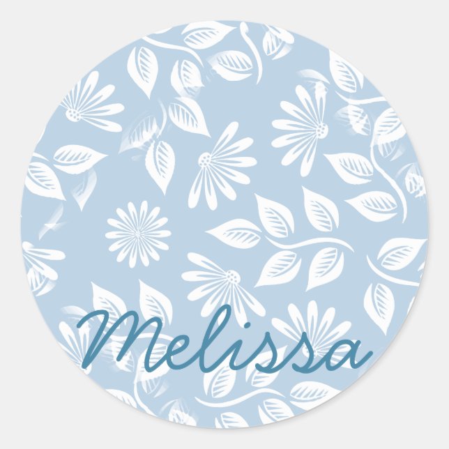 Adesivo Redondo Padrão Floral Clássico - Escolha sua cor! - (Frente)