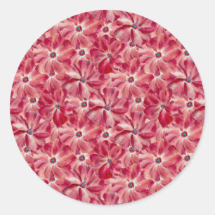 Adesivo Redondo Padrão Floral de Aquarela Vermelha Moderna