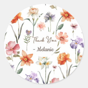 Adesivo Redondo Padrão Floral de Flor de Castanhol Moderno
