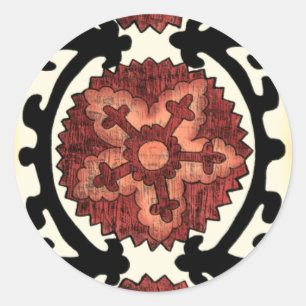 Adesivo Redondo Padrão Floral Decorativo do Estilo Suzani