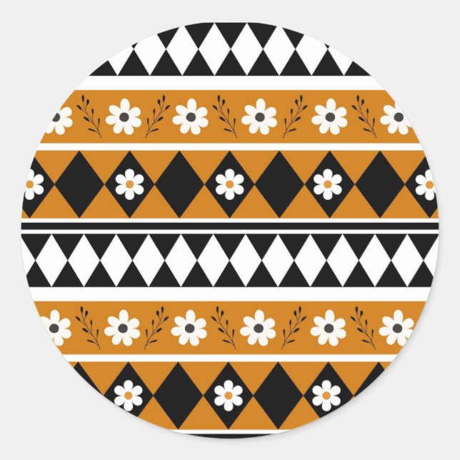 Adesivo Redondo Padrão Floral do Diamante de Flor de Faixa de Fron (Frente)