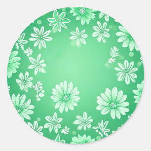 Adesivo Redondo Padrão Floral em Fundo Verde