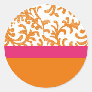 Adesivo Redondo Padrão Floral Laranja e Rosa